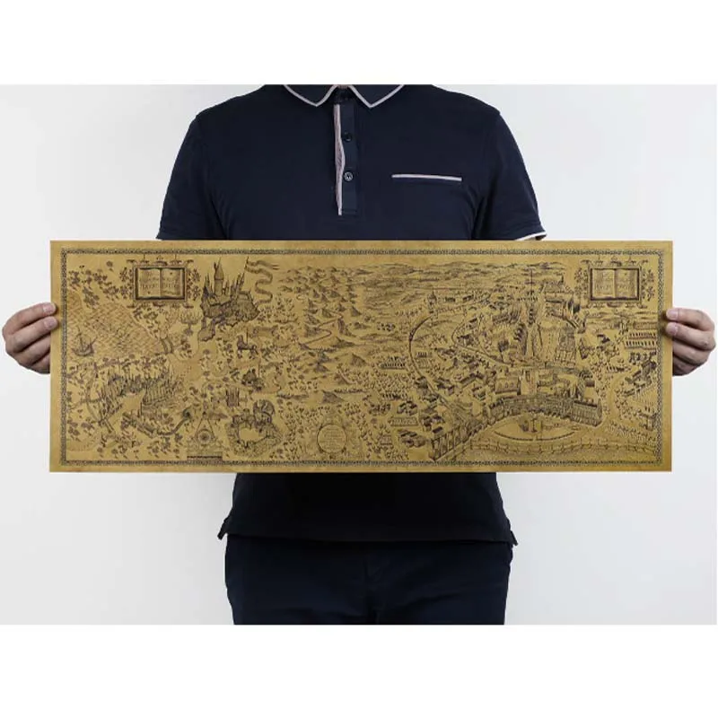 

1 pcs Harry Potter Magic World Map Famous Kraft Paper Cafe Bar Movie Poster Retro Home Decor Painting Wall Sticker