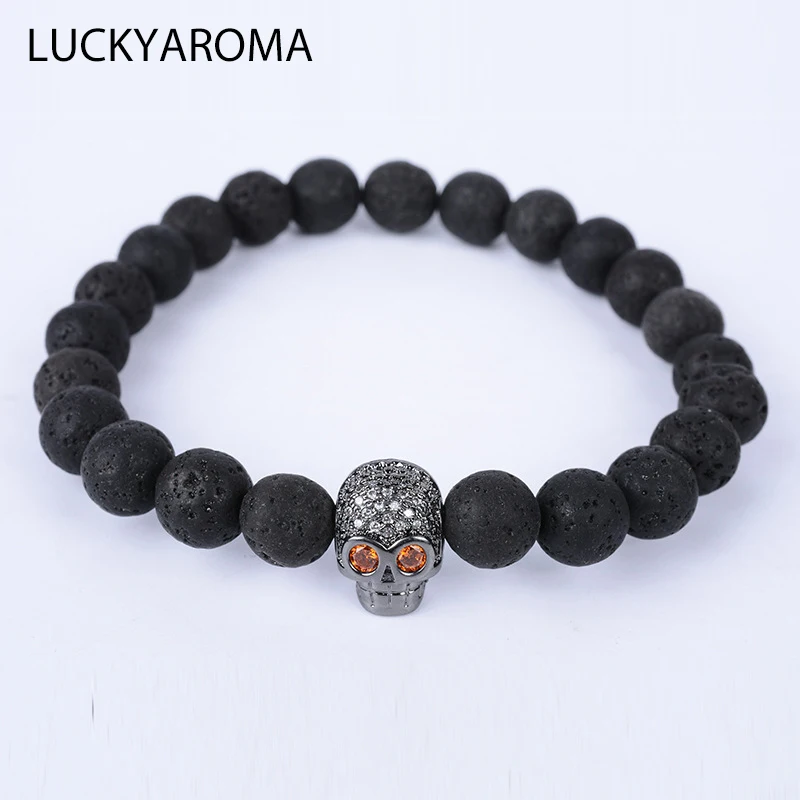 LUCKYAROMA 2020 череп персональный лаврит Камень Роза холодный черный мужской и женский