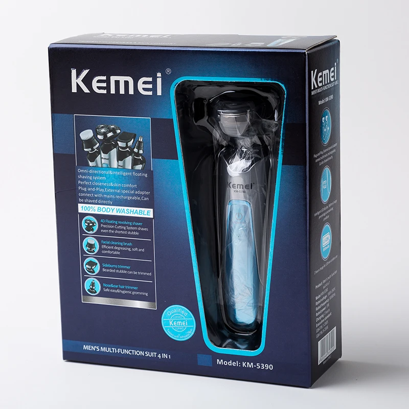 Kemei 3D электробритва перезаряжаемая электрическая бритва плавающая Бритва для бороды Мужская бритвенная машина триммер для носа Водонепроницаемый уход за лицом