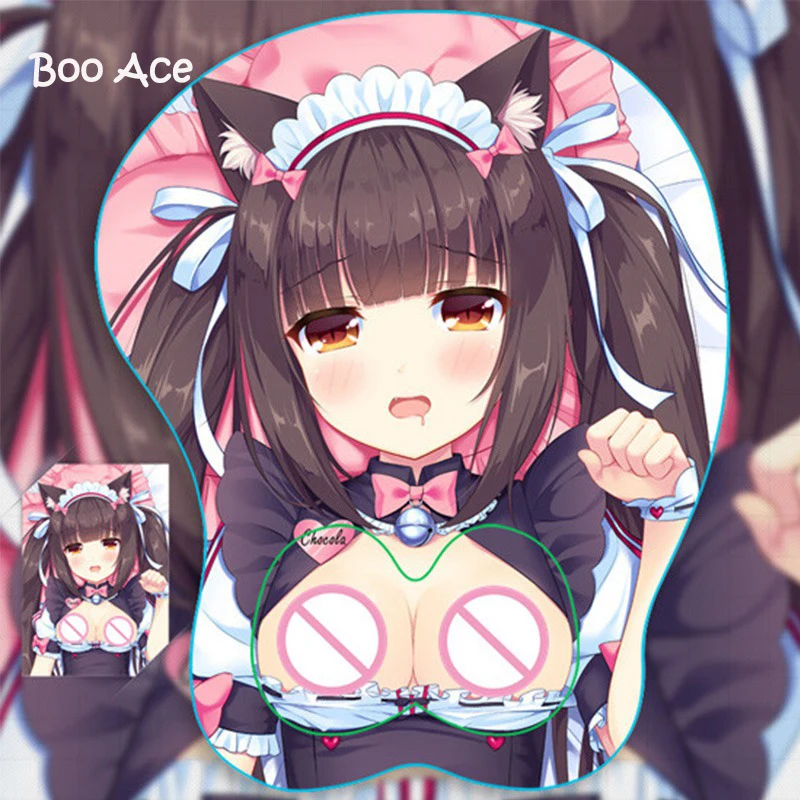 NEKOPARA шоколадный аниме 3D Oppai коврик для мыши с подставкой на запястье косплея