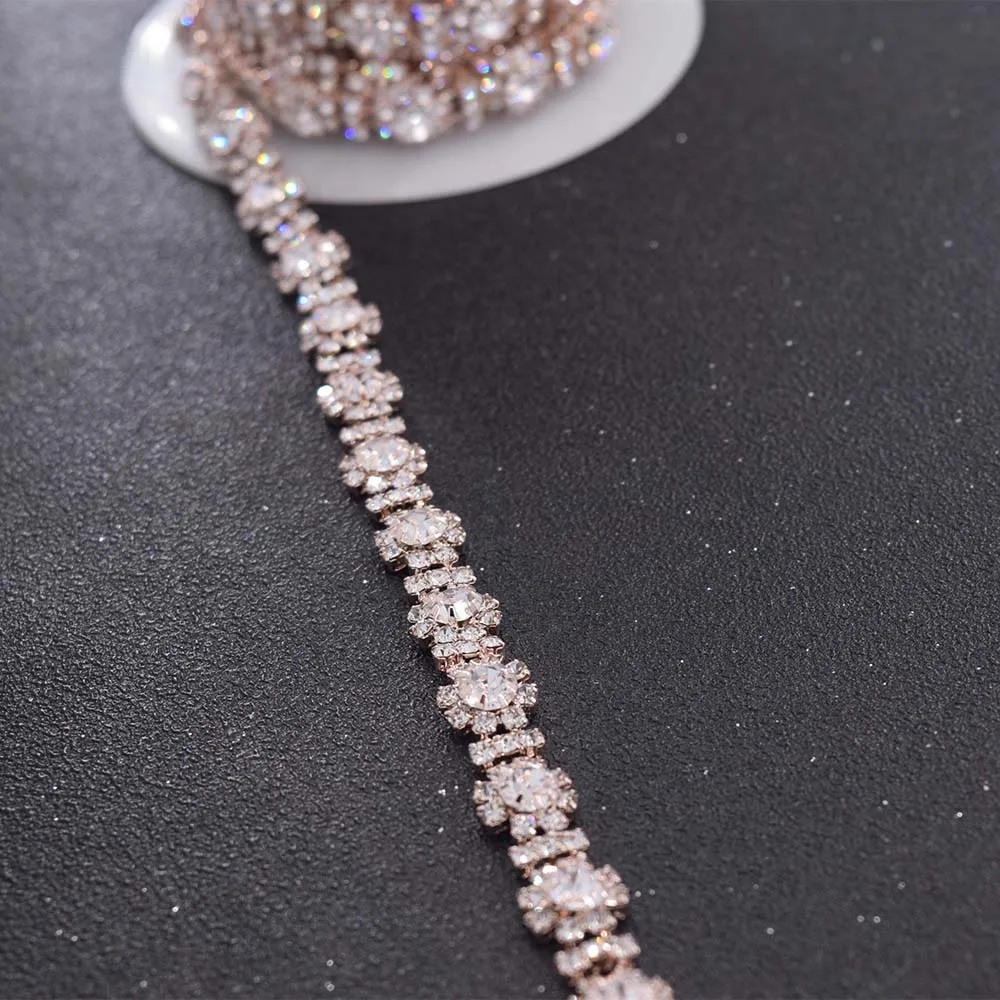 Rose gold rhinestons clothing trims  (6)