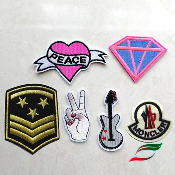 

No back glue need to sew guitar heart-shaped diamond cloth sticker embroidery badge armband clothes patch sticker embroidery