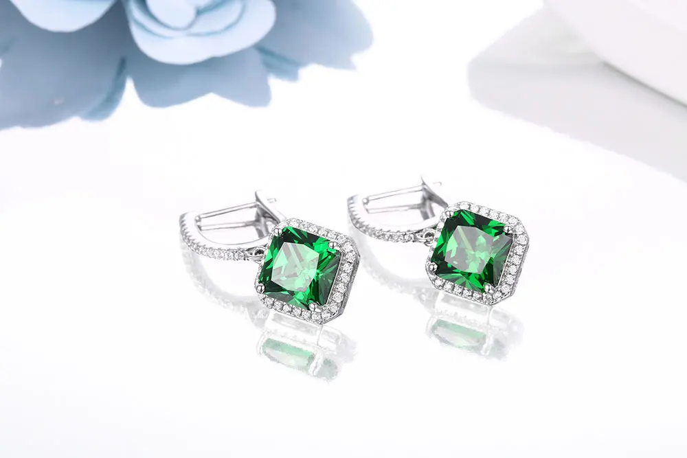 silver emerald earrings CAE01997SB-1 (7)