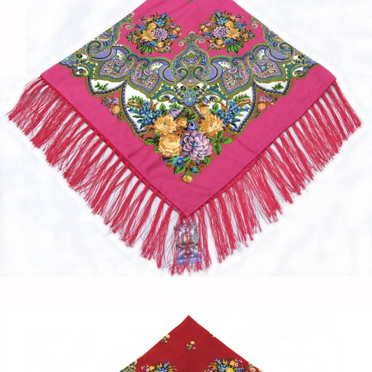 Зимний модный женский шарф с кисточками квадратный брендовый шарф с цветочным принтом женский шарф женские хлопковые шарфы 120-2
