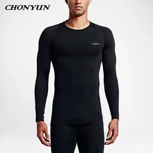 Новая рубашка для бега, компрессионные колготки для мужчин, для фитнеса, сухая, с длинными рукавами, Спортивная рубашка, Рашгард, футболка для спортзала, спортивная одежда для велоспорта для мужчин