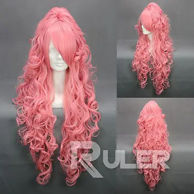 FREE SHIP&gt&gt&gt90cmVOCALOI D-Megurine Luka PINK Anime Cosplay wig+1Clip On Ponytail COS-048B |