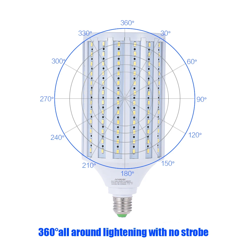 Andoer фотостудия фотография 135W светодиодный светильник-Кукуруза лампа 216 бусины 5500K E27 светильник-лампа