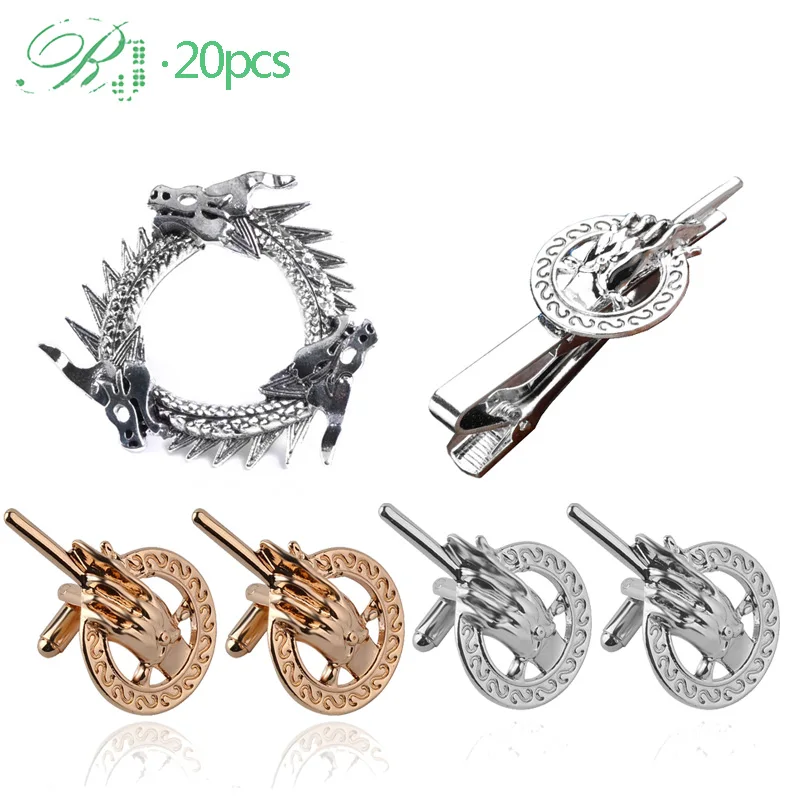 

RJ 20pcs Game Of Thrones Pins Unsullied Grey Worm Brooches A Song of Ice and Fire Targaryen Dragon Hand of the King Cufflinks