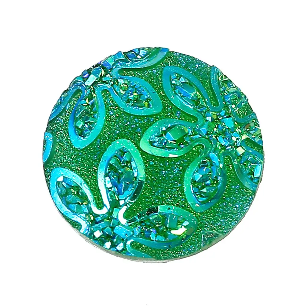 

DoreenBeads Resin Embellishments Findings Round Green Flower Pattern 18mm( 6/8") Dia, 1 Piece 2017 new