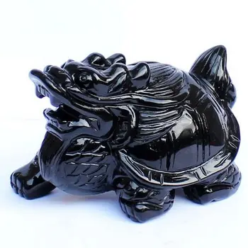 

Large natural Obsidian dragon turtle turtle ornaments Changkang reminder Wang Yun safe money crystal ornaments