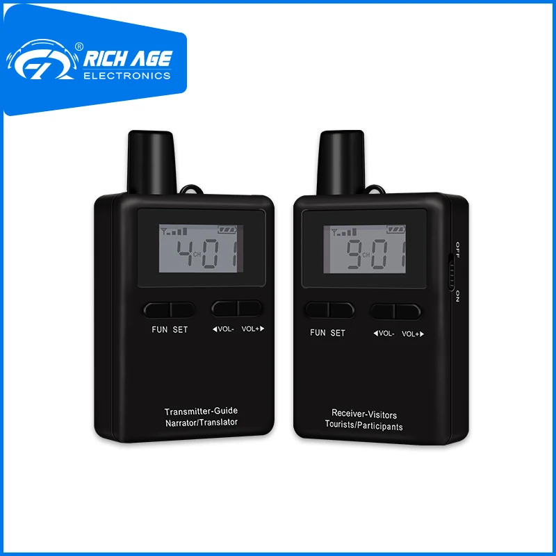 

RichiTek Tour Guide System Omnidirectional 2 Transmitters+38 Receivers For Tour Groups With Condenser Microphone
