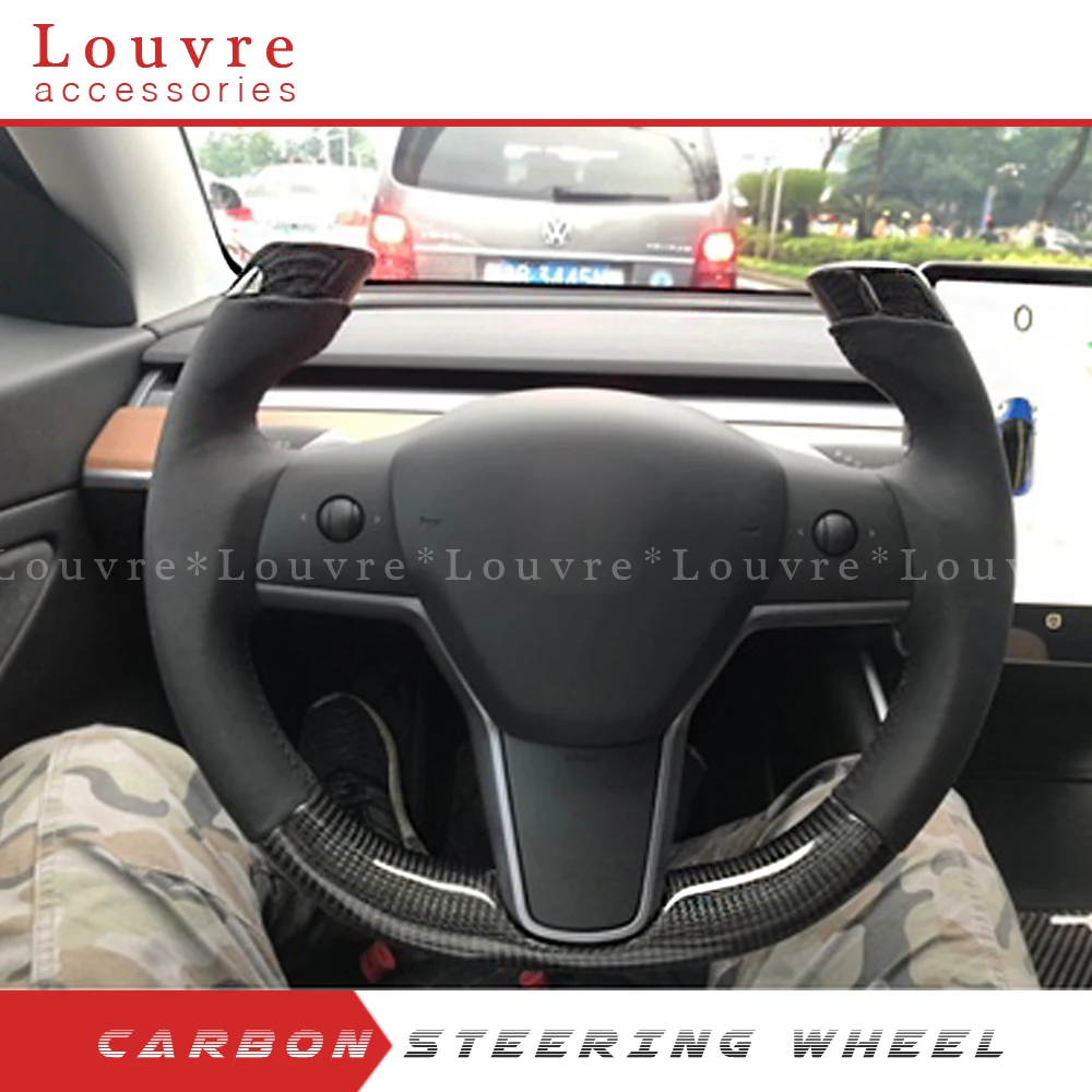 Рулевое колесо из настоящего углеволокна для Tesla model 3 Универсальная замена