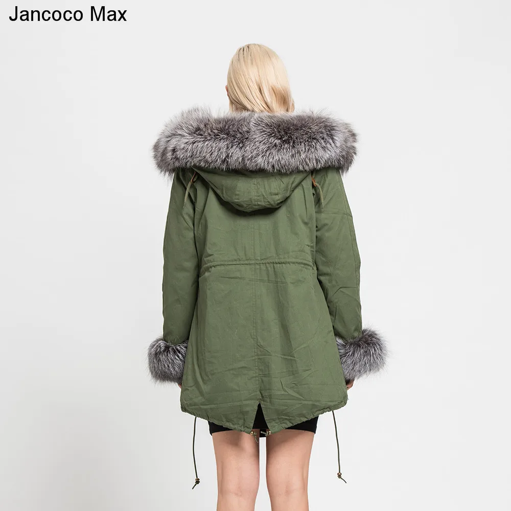 Женское пальто с капюшоном Jancoco Max теплая парка воротником из натурального