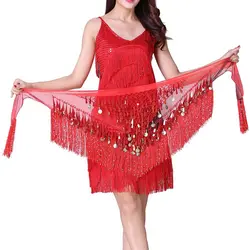 Для женщин танец живота хип шарф Треугольники кисточкой пояса Обёрточная бумага с блестками живота Танцы одежда Лидер продаж