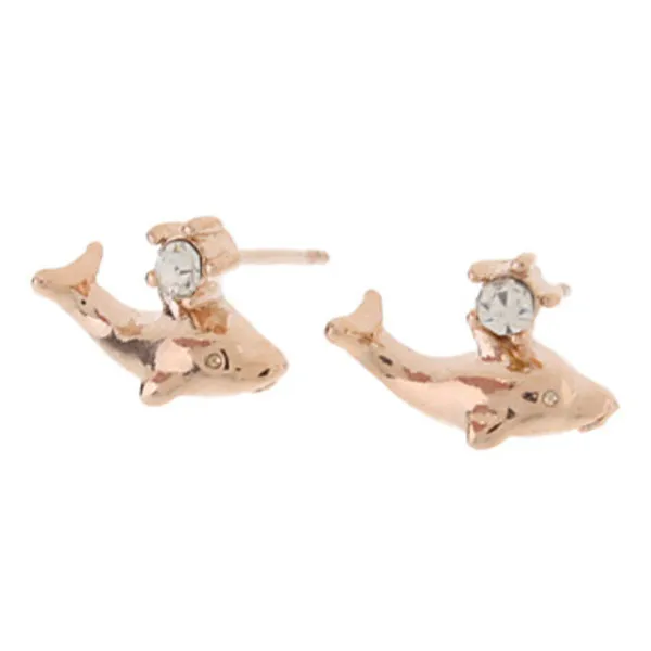 EastSun Rose Gold Dolphin Pattern Stud Earrings | Канцтовары для офиса и дома