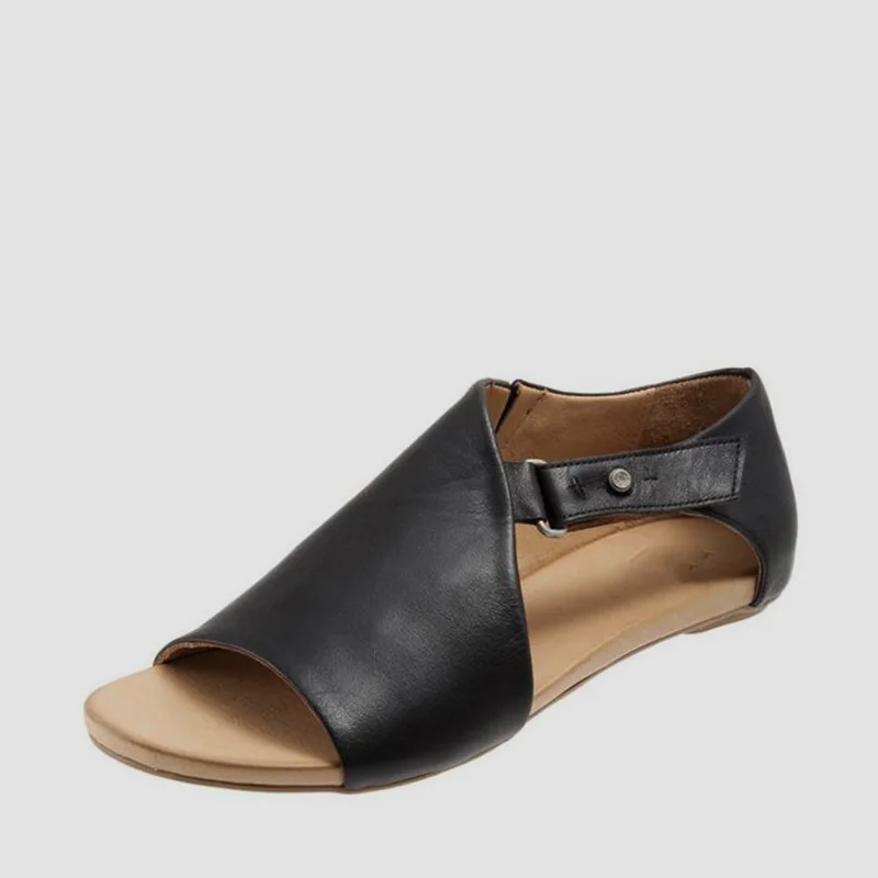 

2019 summer womens sandals soft comfortable leather women casual shoes women flats summer Buckle flat bottom sandals mary janes