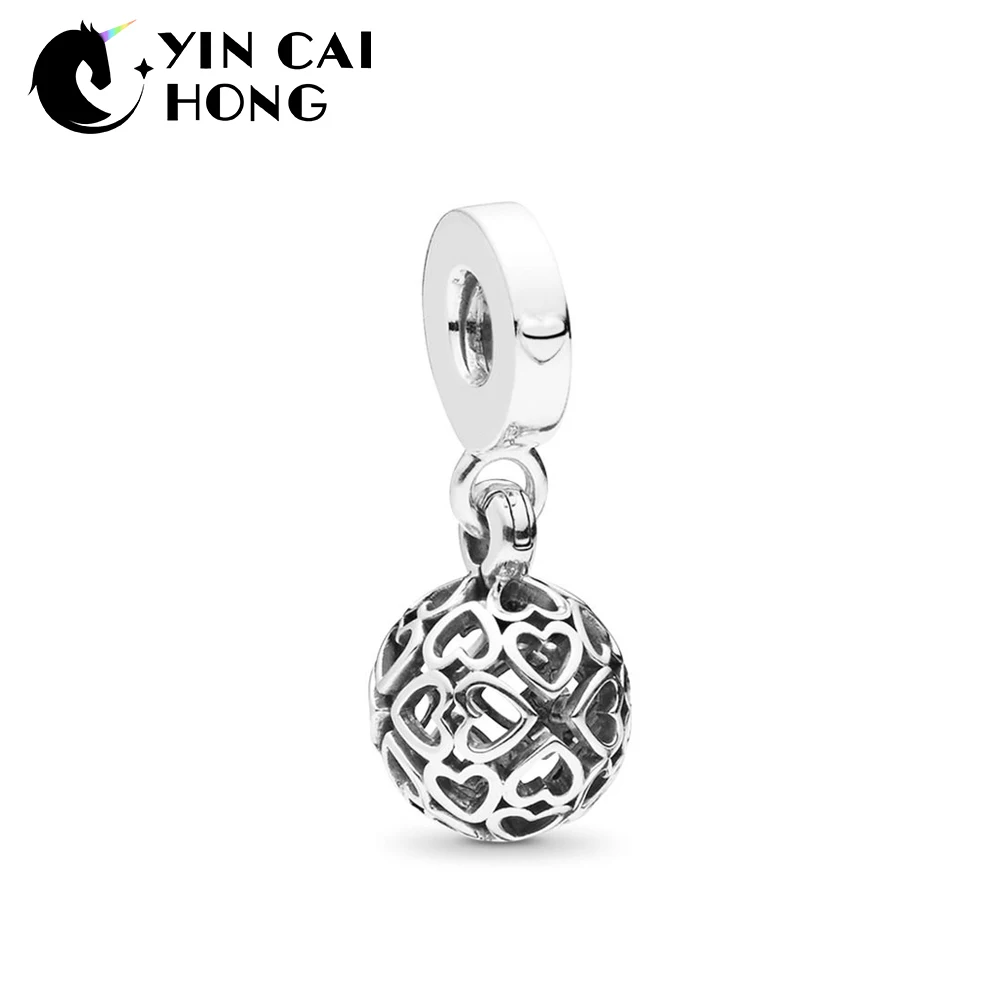 

YCH 100% 925 Sterling Silver 1:1 797255 Harmonious Hearts Dangle Charm Pendant fit diy Bracelet Necklace Wedding Jewelry