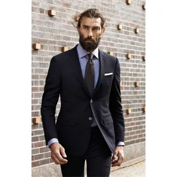 

Italian Style Notch Lapel Black Men Suits 2019 Two Buttons Business Men Daily Work Wear Slim Fit Party Tuxedos(Jacket+Pants+Tie)