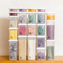 1pcs Plastic Sealed Cans Storage Box Jar Transparent Container Measuring Cup Kitchen Storage Box Food Canister Keep Fresh Jar