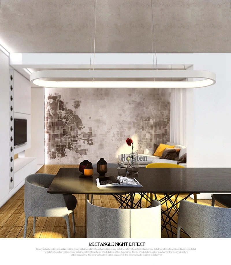 Modern Minimalism Oval Ring LED Pendant Lights Aluminum Acrylic Suspension Hanging Lamps For Dining Room Restaurant Office (5)