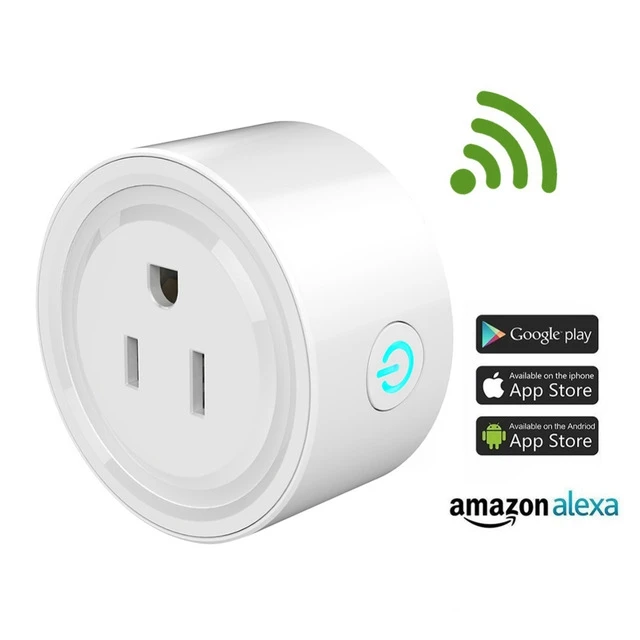 

US 10A Round Mini Smart Socket Wifi Electrical Socket Timer Switch Plug Wifi Remote Socket Works with Alexa Google Home