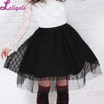 

Sweet Short Black Rose Pattern Lace Pleated Skirt for Lady Free Shipping