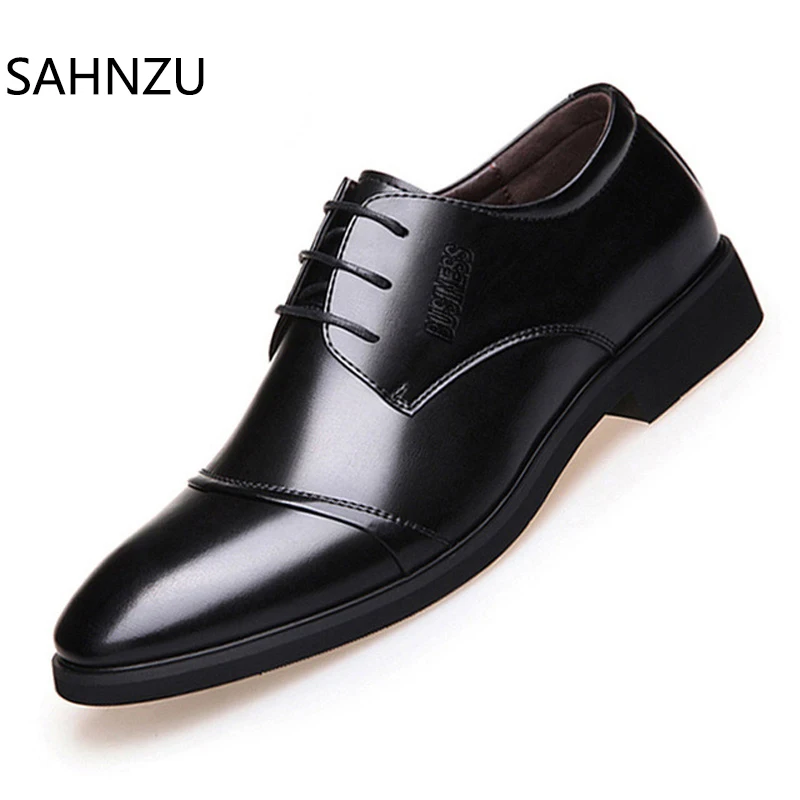 

Men Dress Shoes Formal Business Work Soft Office Patent Leather Pointed Toe for Men's Male Oxford Flats Derby Zapatos 617
