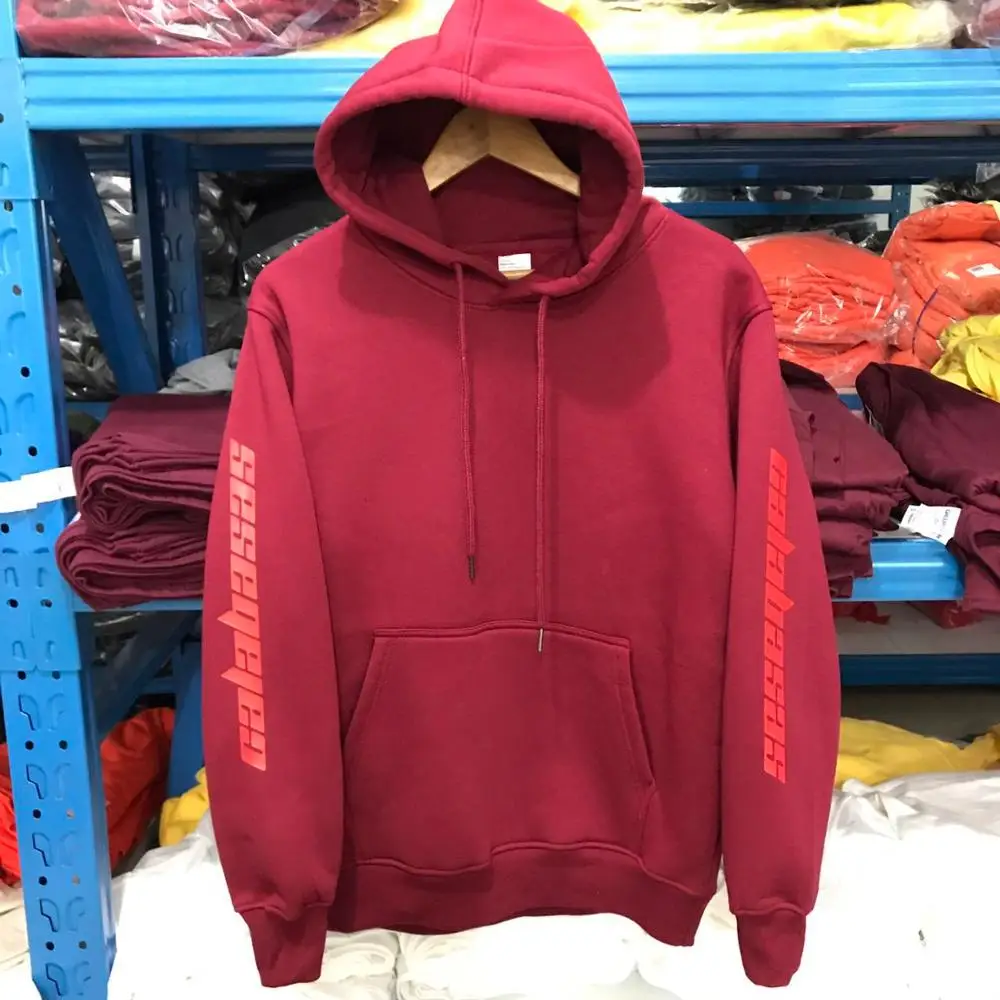 Бургундия Высокое качество Feece сезон 4 Calabasas KANYE Западный худи пуловер Толстовка Оверсайз мужская женская брендовая одежда Толстовка с длинным рукавом - Цвет: Бургундия