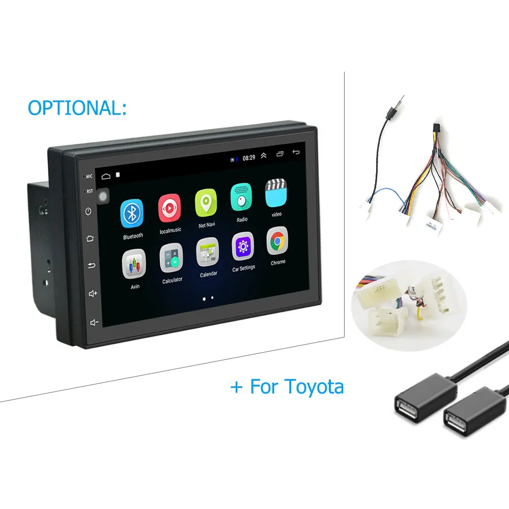 Podofo 2din Android Car Radio Multimedia Player Autoradio 2 Din 7'' GPS WIFI Auto Audio Stereo MAP For Volkswagen Nissan Hyundai Kia toyota CR-V RAV4 Honda - Цвет: Toyota Cable