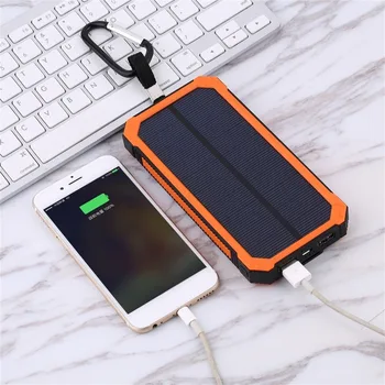 

External Battery 20000mah Solar Powerbank With LED Light Power Bank For Mobile Phones with Cable For iPhone Xiomi Rechargeable