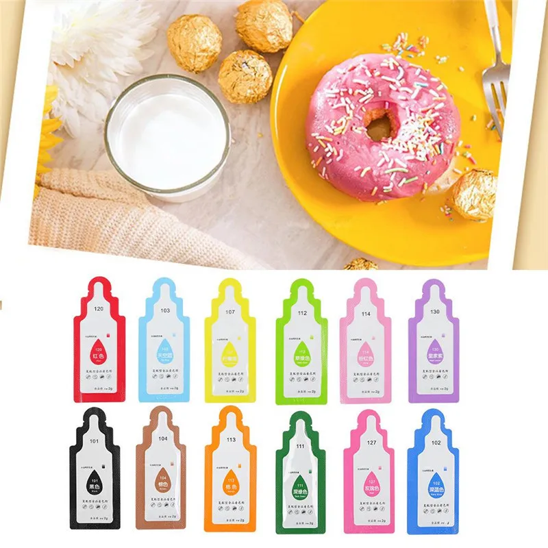 12Pcs Edible Food Pigment Coloring Healthy Safe Fondant Cake Decorating Tools Macaron Cream Cake Baking Pastry Tools