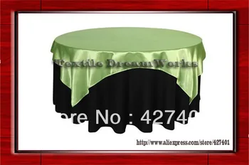 

Hot Sale 90X90 " Square Apple Green Satin Overlay For Tablecloth Tablecover / For Wedding