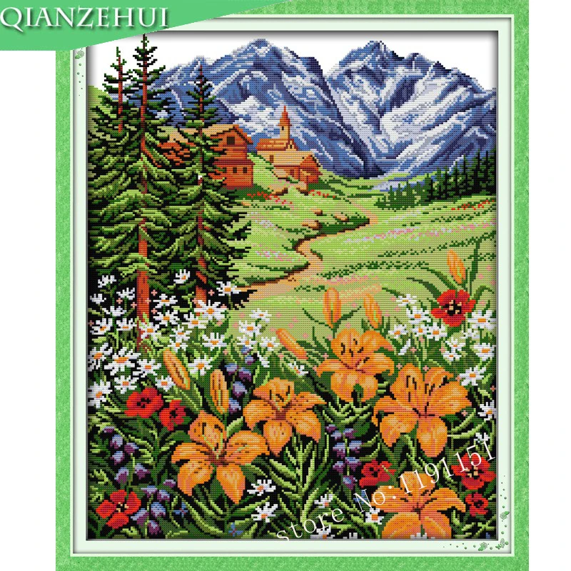 qianzehui needlework diy snow mountain in cross stitch sets for embroidery kits landscape qianzehui needlework diy snow mountain in cross stitch sets for embroidery kits landscape