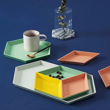 

Fruit Plate 4PCS Innovative Color Geometric Storage Tray Removable Fruit Plastic Combination Desktop Storage Tray Detachable