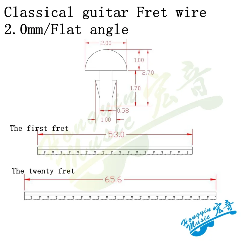 1 набор(20 штук) Классическая гитара Гриф Лады латунь/купро никель/угловая огранка никелево-медный сплав Лада провод 2,0 мм/2,2 мм