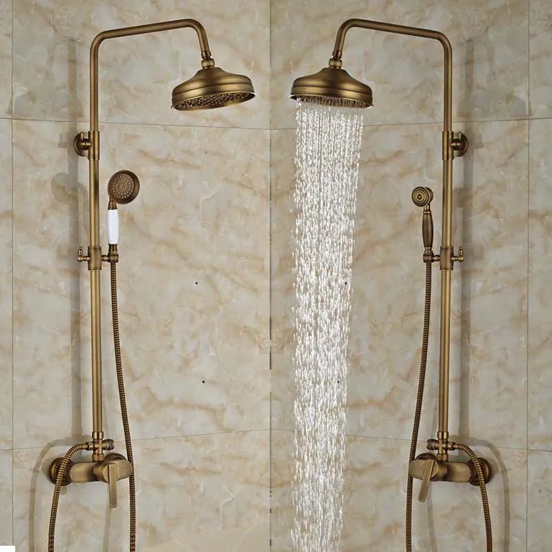 High Quality Classic Type Shower Faucet 8" Shower Head with Telephone Brass Hand Shower Wall