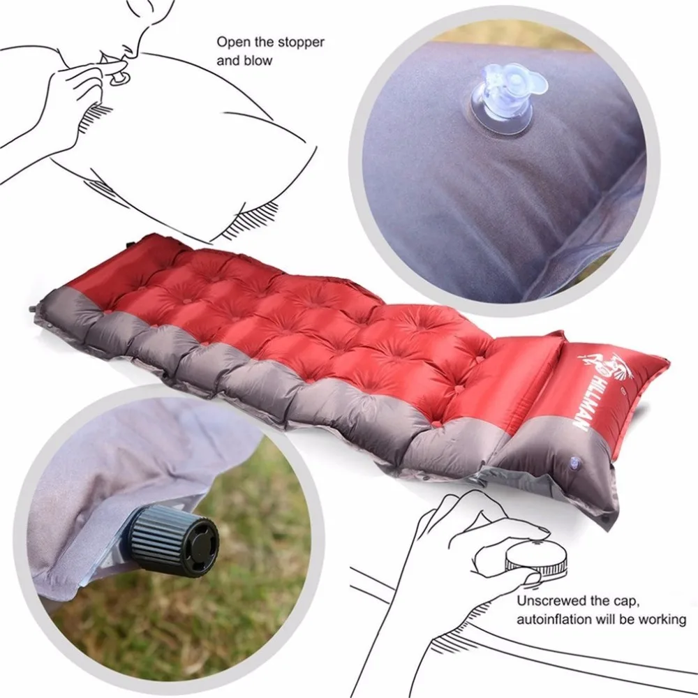 

Thicken Self Inflating Sleeping Mat Outdoor Beach Camping Inflatable Mattress Moisture-Proof Pongee Fabric Tent Pad Cushion