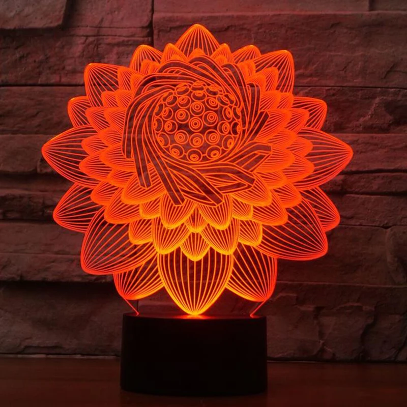 

USB 7 Colors LED NightLight Sleep Lighting 3D Lotus Flower Shape Table Lamp Touch Button Floral Lampara Kids Gifts Bedroom Decor