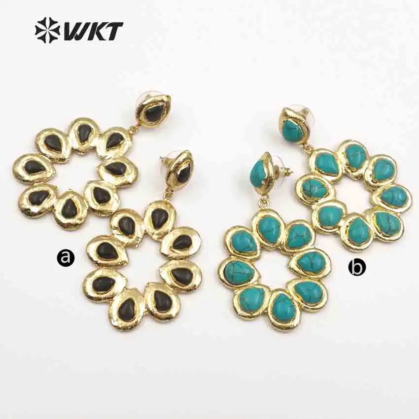 WT-E468 WKT оптовая продажа серьги-подвески для девочек из натурального камня большой