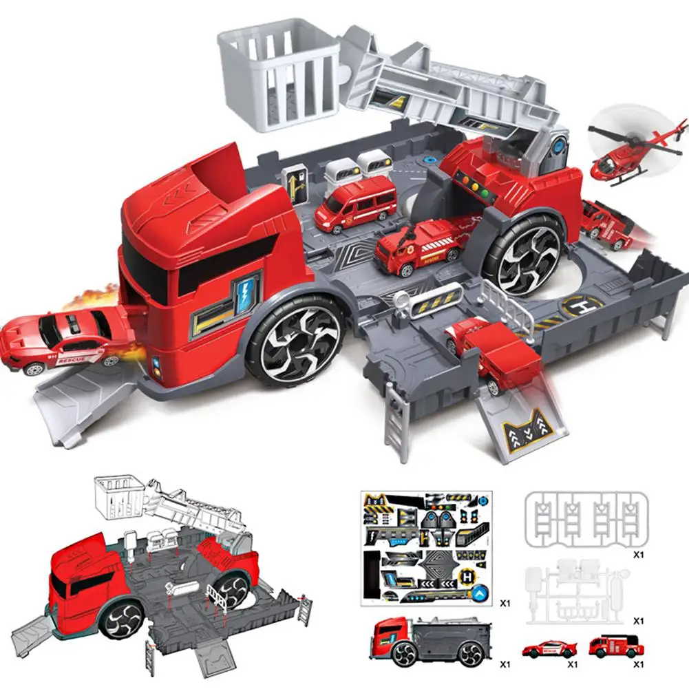 LeadingStar Дети моделирование пожарная Инженерная Автостоянка образовательный Выдвижной Автомобиль набор для детей