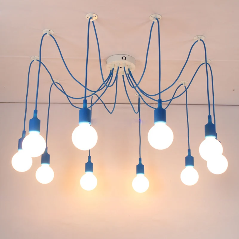 

Modern big Spider colorful Silicone lampholder white pendant Lamps Loft led Lights E27 for living room restaurant bedroom bar