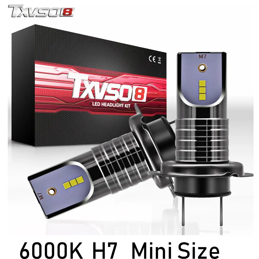 

TXVSO8 2PCS H7 LED Car Light Bulbs CSP Chips-30000LM 6000K bombilla Led Fog Headlight Bulb 55W Auto ampoule 12V Front Headlamp