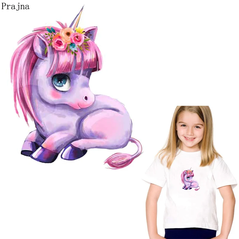 

Prajna DIY Unicorn Patch Iron On Transfer For Clothes Stripes Patches Heat Vinyl Transfer Thermo Stickers Thermal Badge Applique