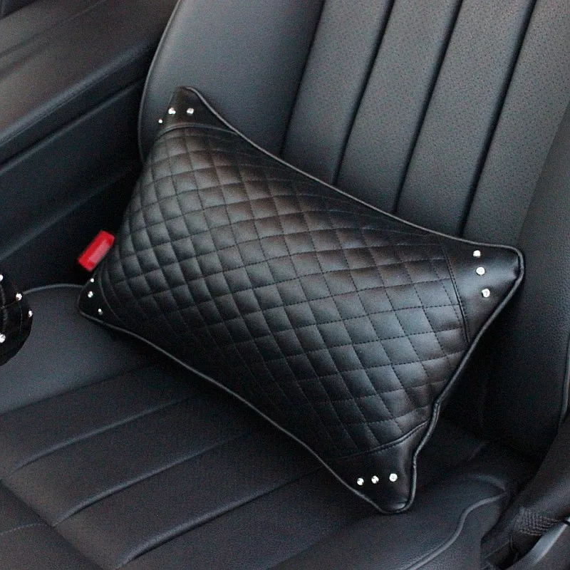 MUNIUREN-Car-Styling-Flower-Crystal-Car-Seat-Accessories-Interior-Leather-Headrest-Neck-Pillow-Cover-6