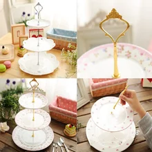 Высококачественная популярная Золотая/Серебряная корона 3 или 2 ярусный торт пластина подставка ручка