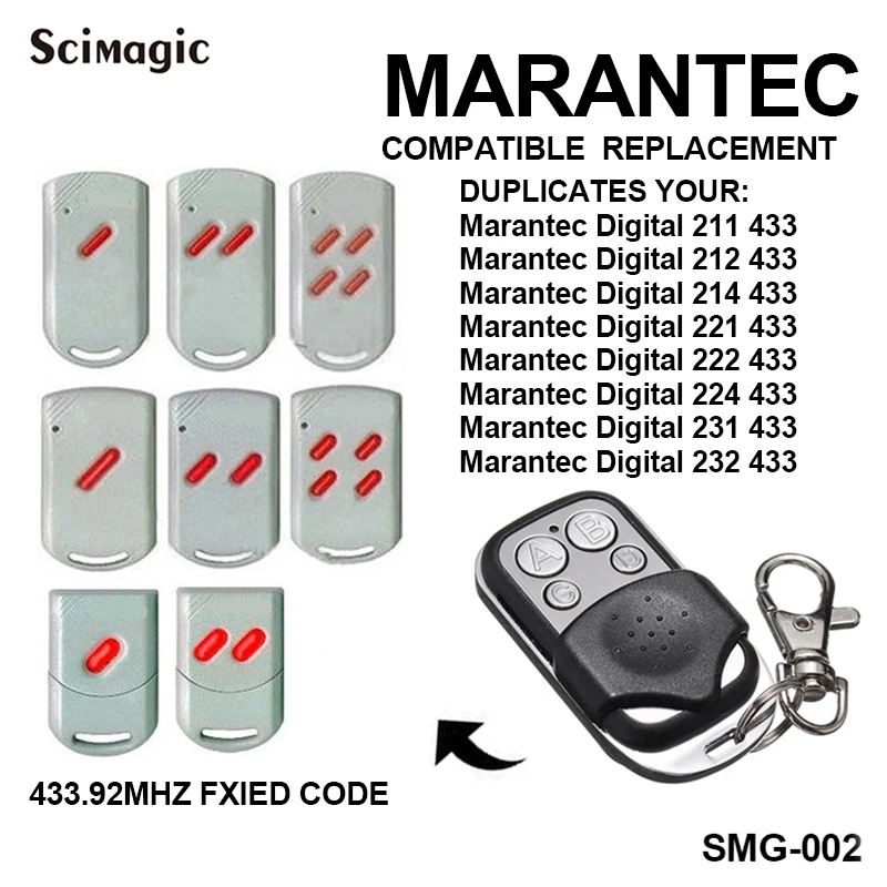 

1pcs MARANTEC Digital 211,212,214,221,222,224,231,232 replacement 433mhz Remote Control fixed code