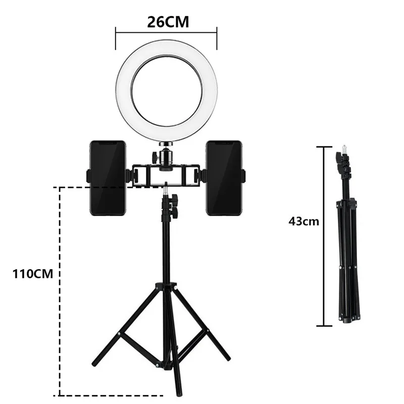 Photo-Studio-Ring-Light-3200-5800K-10-26cm-Double-Phone-Clamp-LED-Selfie-Ring-Lamp-Photographic (2)