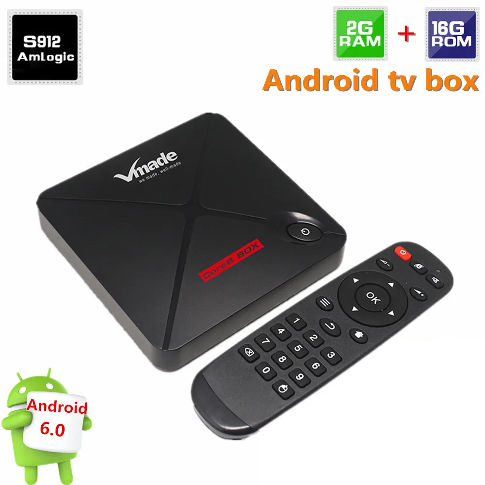 

Vmade Android 6.0 Smart TV BOX Quad Core Amlogic S912 2G + 16G Set Top Box 4K H.265 Wifi media player Bluetooth 4.2 TV Receiver