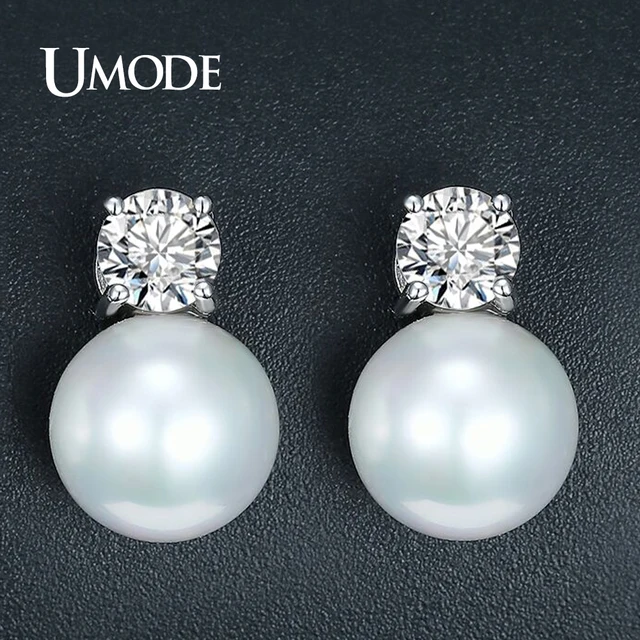 Aliexpress Umode Fashion Large Pearl Earrings For Women Umode Fashion Large Pearl Earrings For Women Zircon Crystal Studs Earring Jewelry Pennte Mujer Bijoux Boucle
