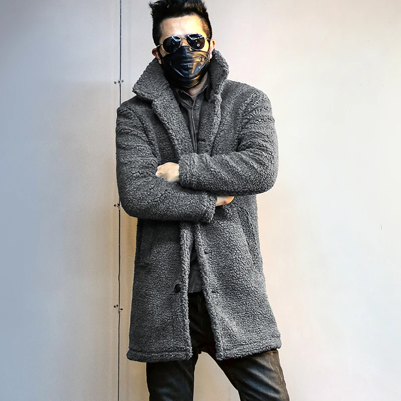 

Grey Thickened Fleece Men's Long Edition Overcoat Warm Cotton Men's Winter Casual European Style Warm Coat Brand New F8258